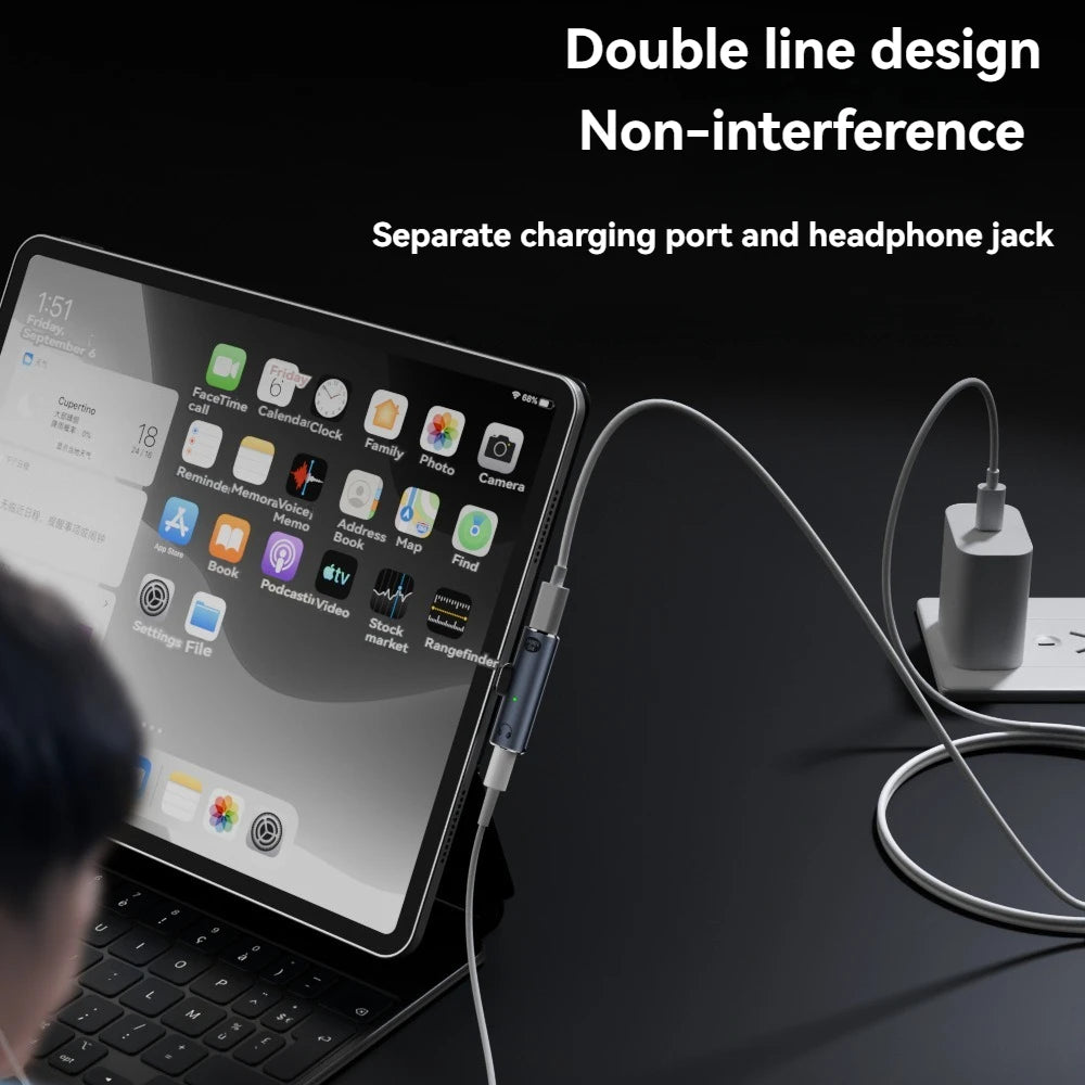 USB C to 3.5mm Headphone and Charger 2 In 1 Adapter