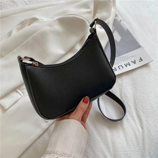 Fashionable Solid Color Shoulder Bag