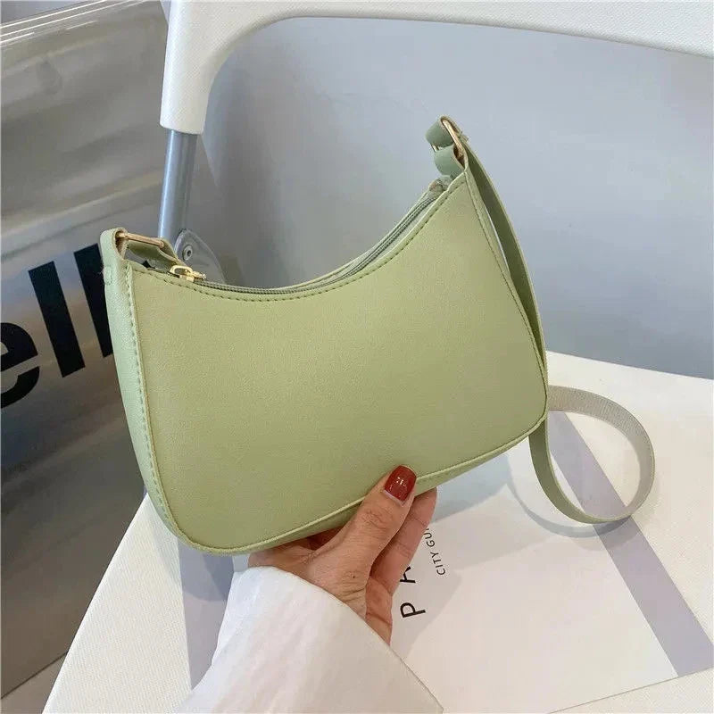 Fashionable Solid Color Shoulder Bag