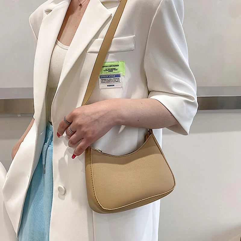 Fashionable Solid Color Shoulder Bag