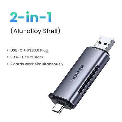 UGREEN Card Reader USB3.0&USB C to SD MicroSD TF Thunderbolt 3 for PC Laptop/Smart Memory Cardreader SD Card Adapter