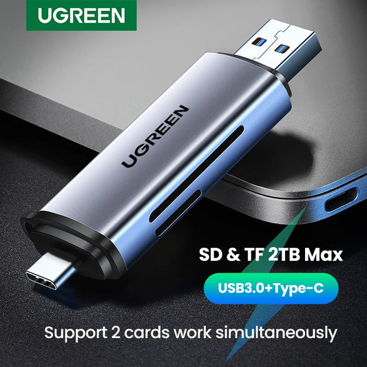 UGREEN Card Reader USB3.0&USB C to SD MicroSD TF Thunderbolt 3 for PC Laptop/Smart Memory Cardreader SD Card Adapter