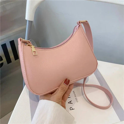 Fashionable Solid Color Shoulder Bag