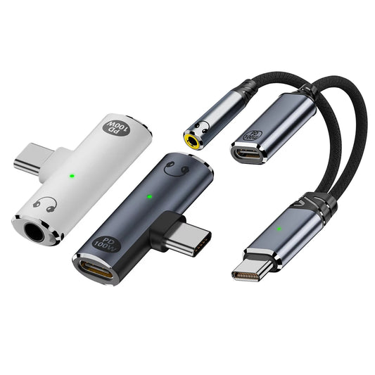 USB C to 3.5mm Headphone and Charger 2 In 1 Adapter