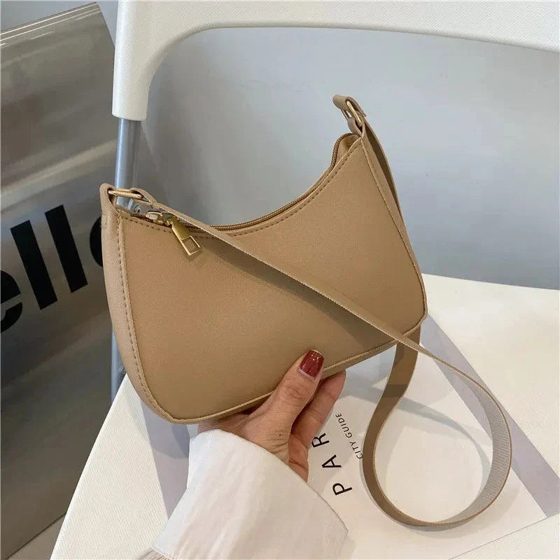 Fashionable Solid Color Shoulder Bag